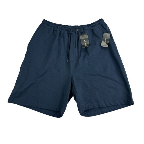 Alfani Mens Moisture Wicking Drawstring Fleece Pajama Shorts Navy Blue S - Picture 1 of 4